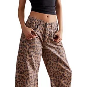 We The Free Printed Good Luck Barrel Jeans in Cheetah
